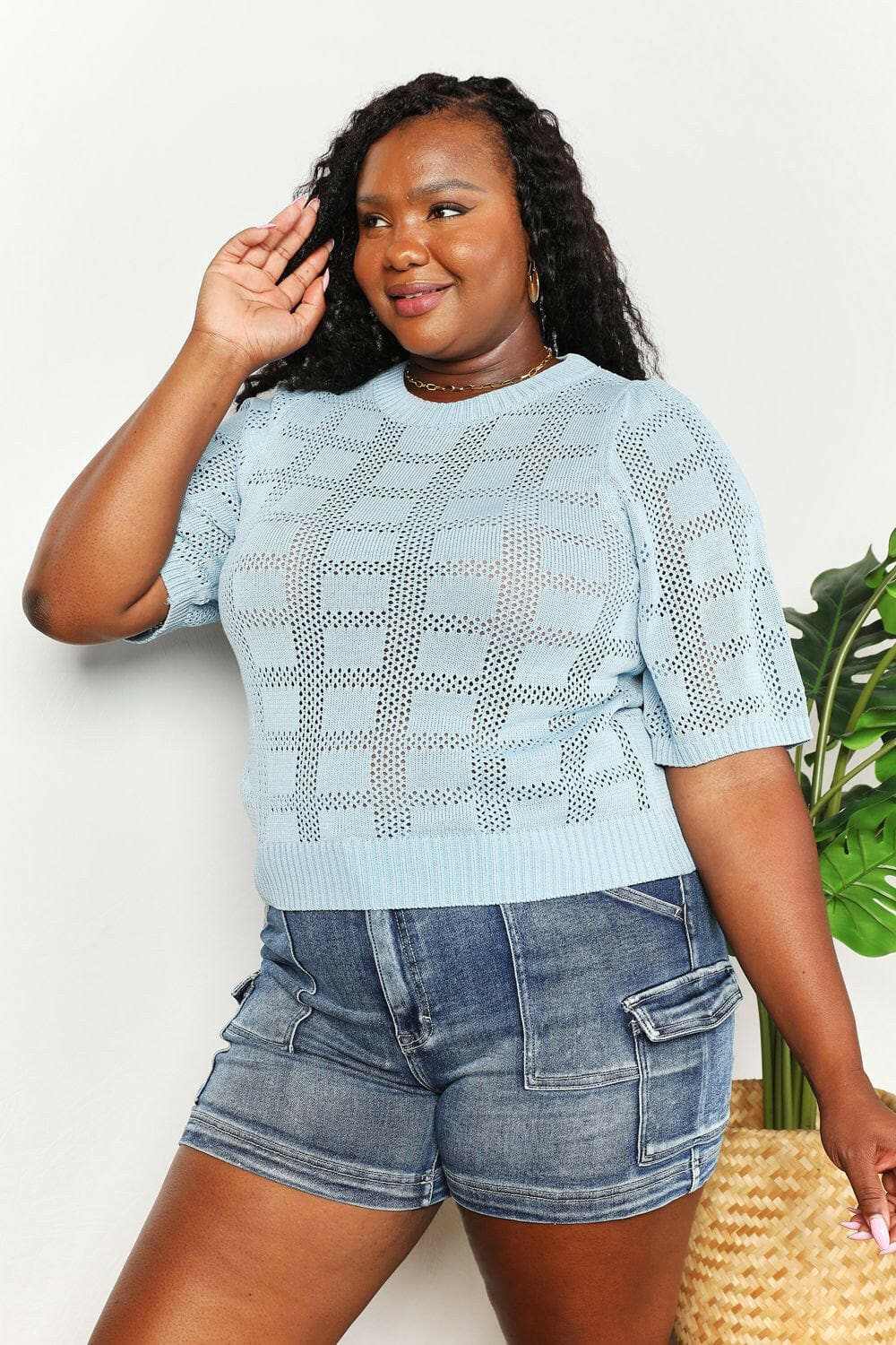 T-Shirts Trendsi TIKTOK - Chic ribbed knit top - round neck