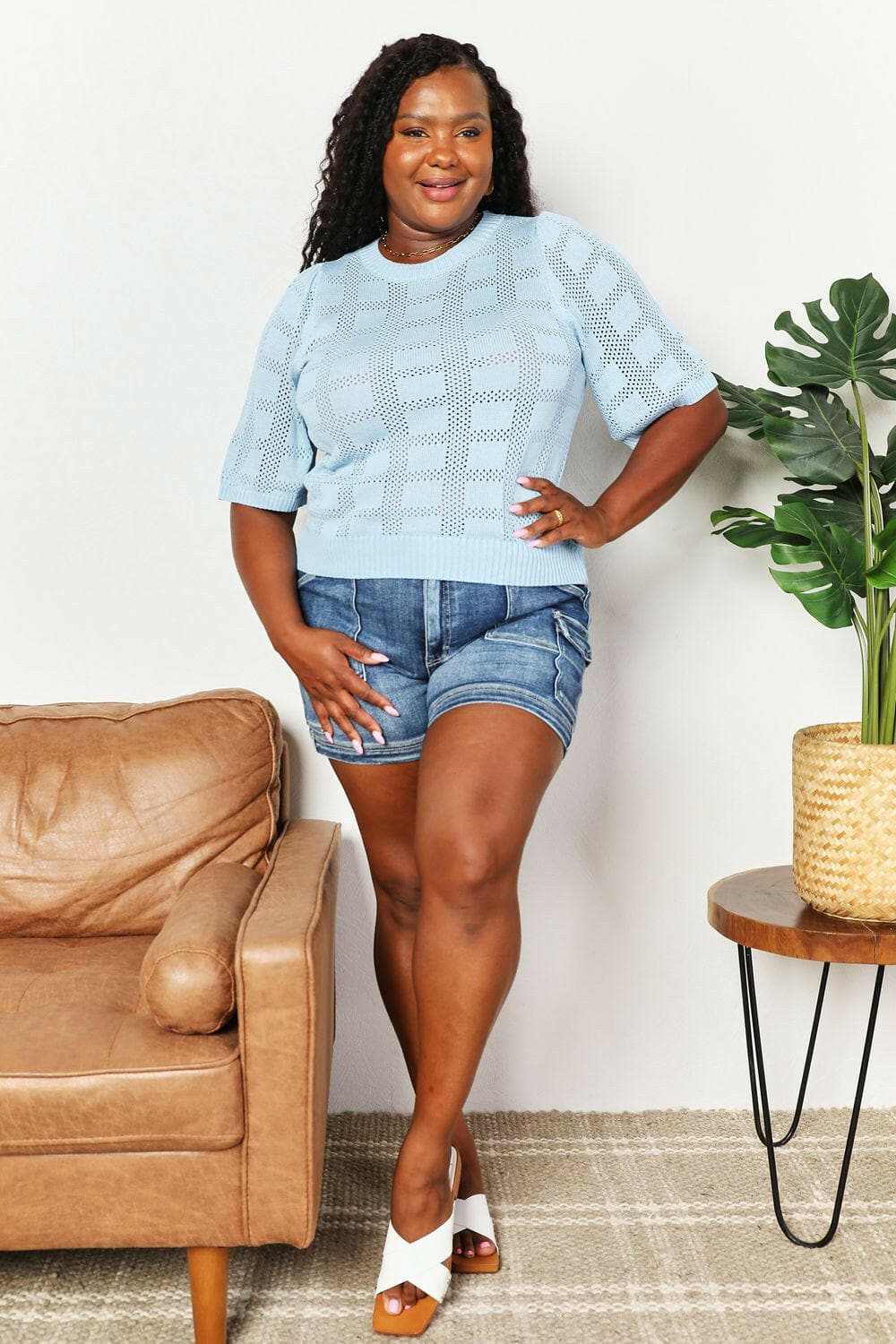 T-Shirts Trendsi TIKTOK - Chic ribbed knit top - round neck