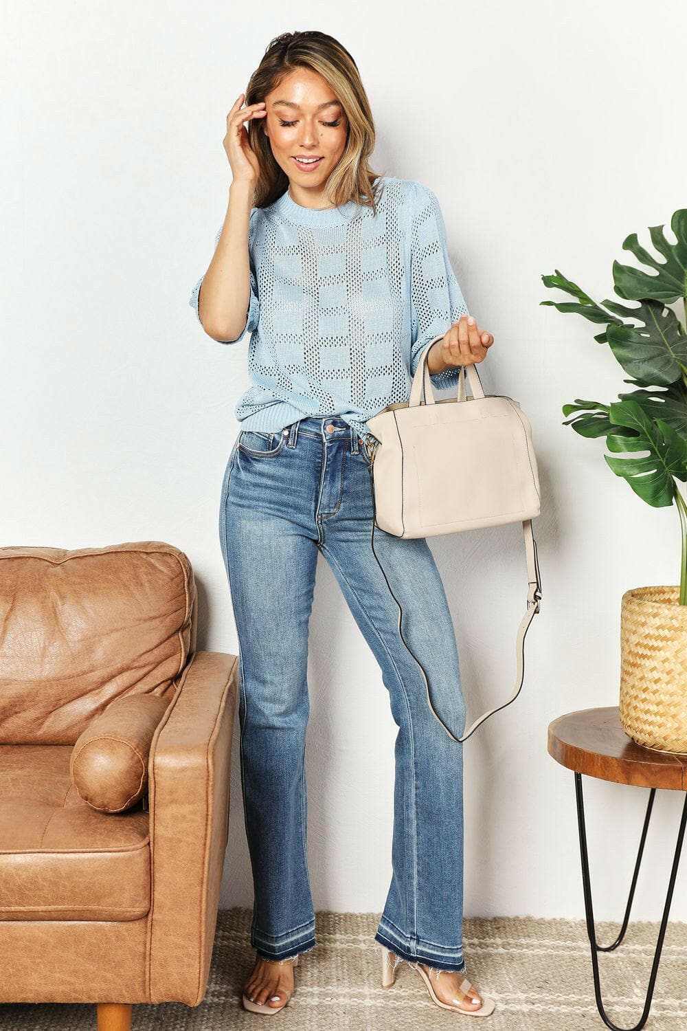 T-Shirts Trendsi TIKTOK - Chic ribbed knit top - round neck