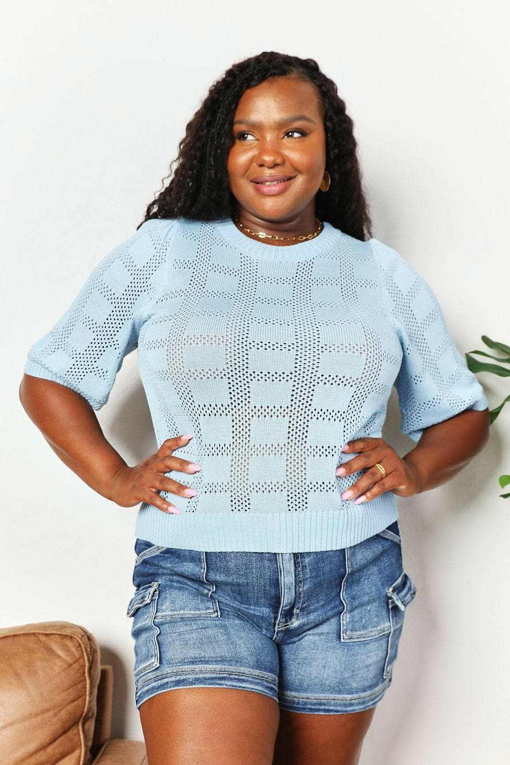 T-Shirts Trendsi TIKTOK - Chic ribbed knit top - round neck