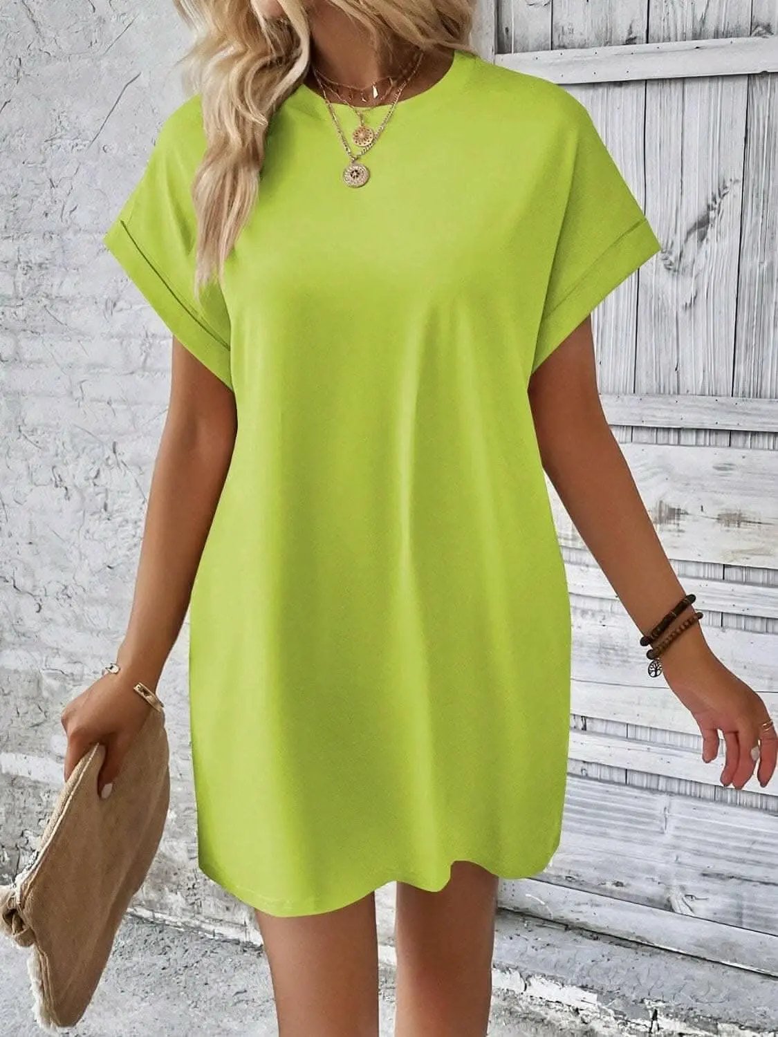 Women's Mini Dress Round Neck by Trendsi | Light Gray