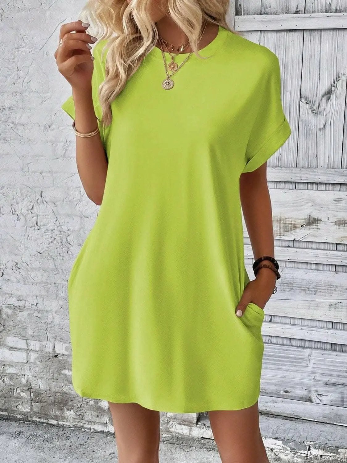 Women's Mini Dress Round Neck by Trendsi | Light Gray