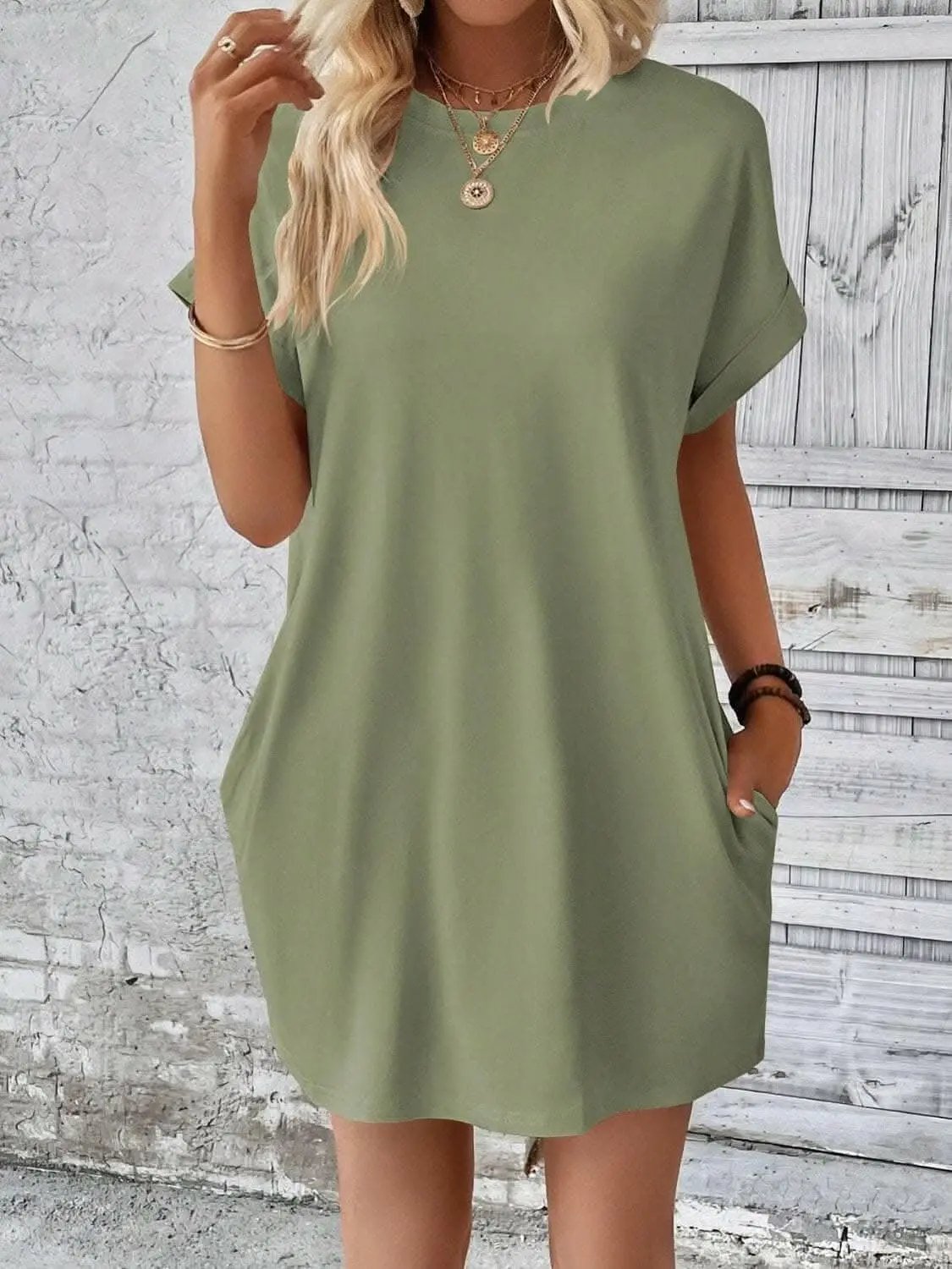 Women's Mini Dress Round Neck by Trendsi | Light Gray