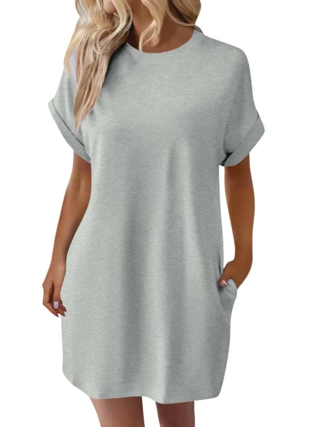Women's Mini Dress Round Neck by Trendsi | Light Gray