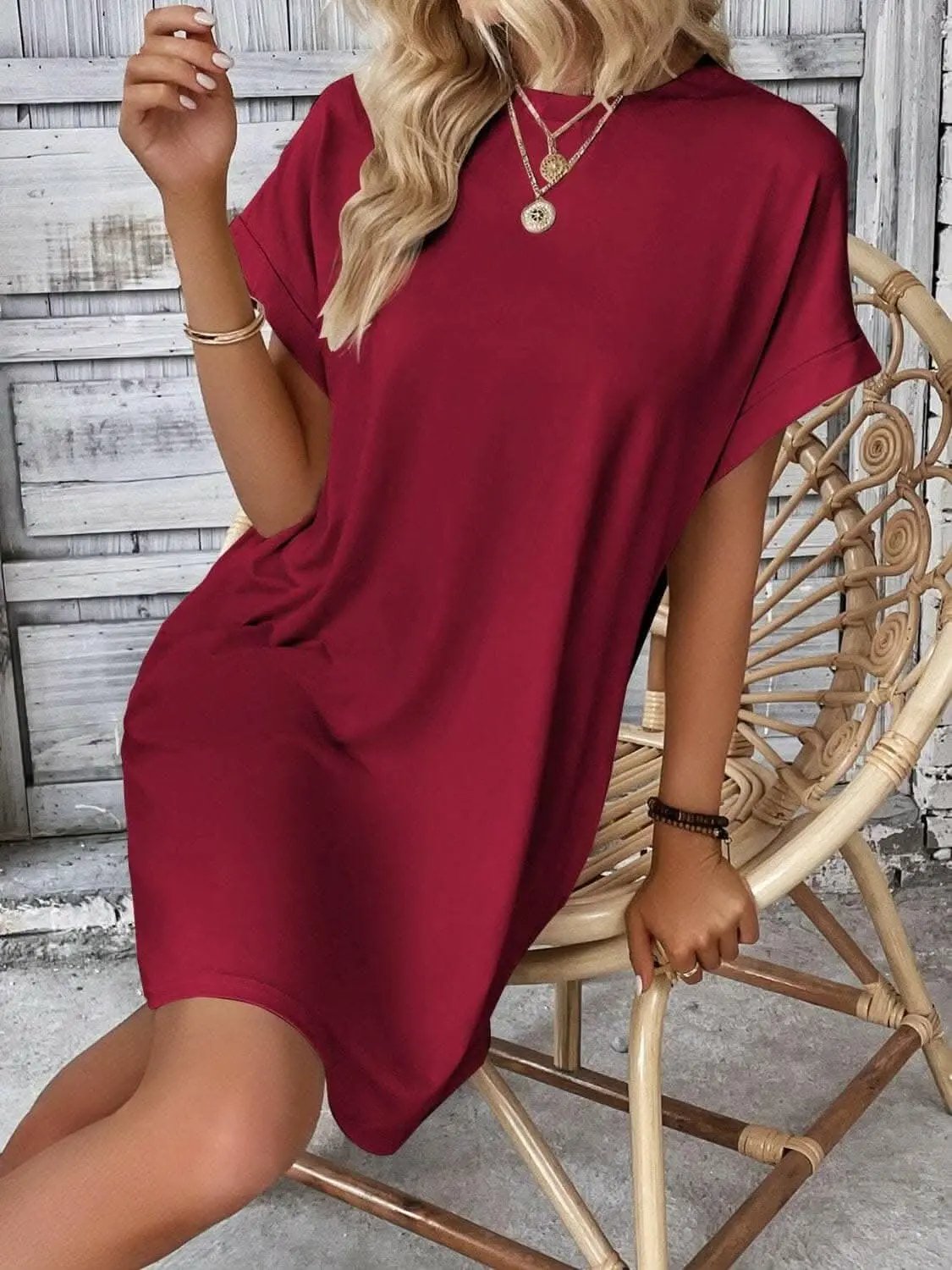 Women's Mini Dress Round Neck by Trendsi | Light Gray