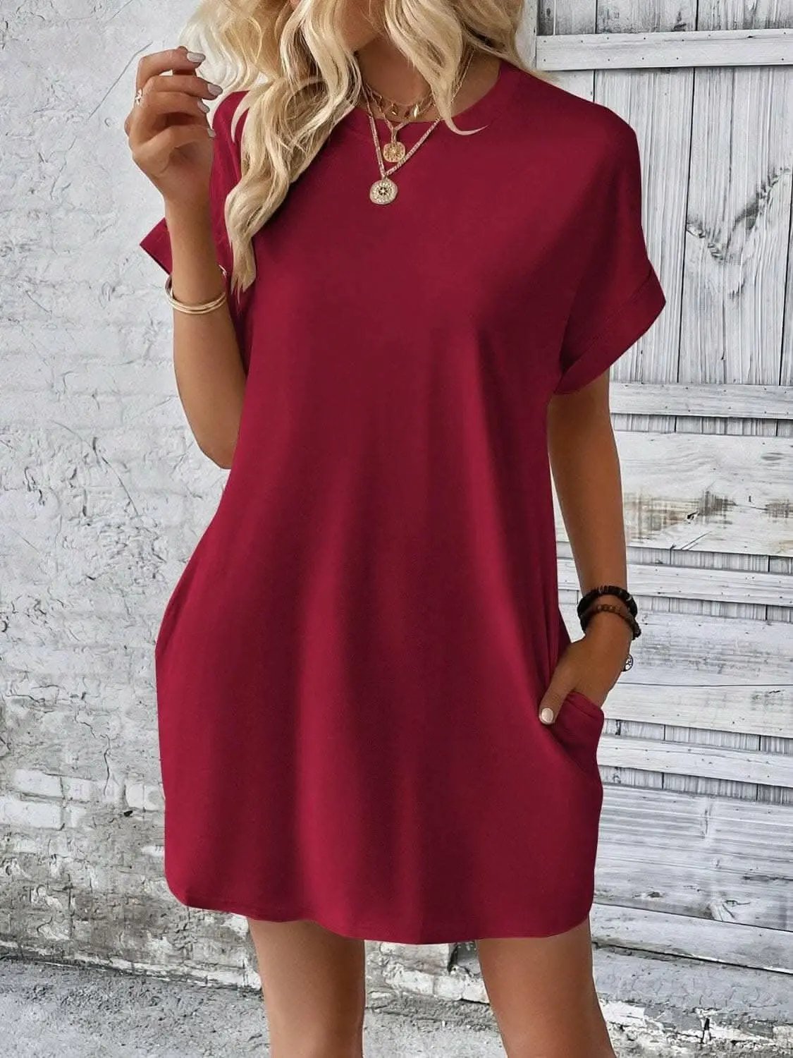 Women's Mini Dress Round Neck by Trendsi | Light Gray