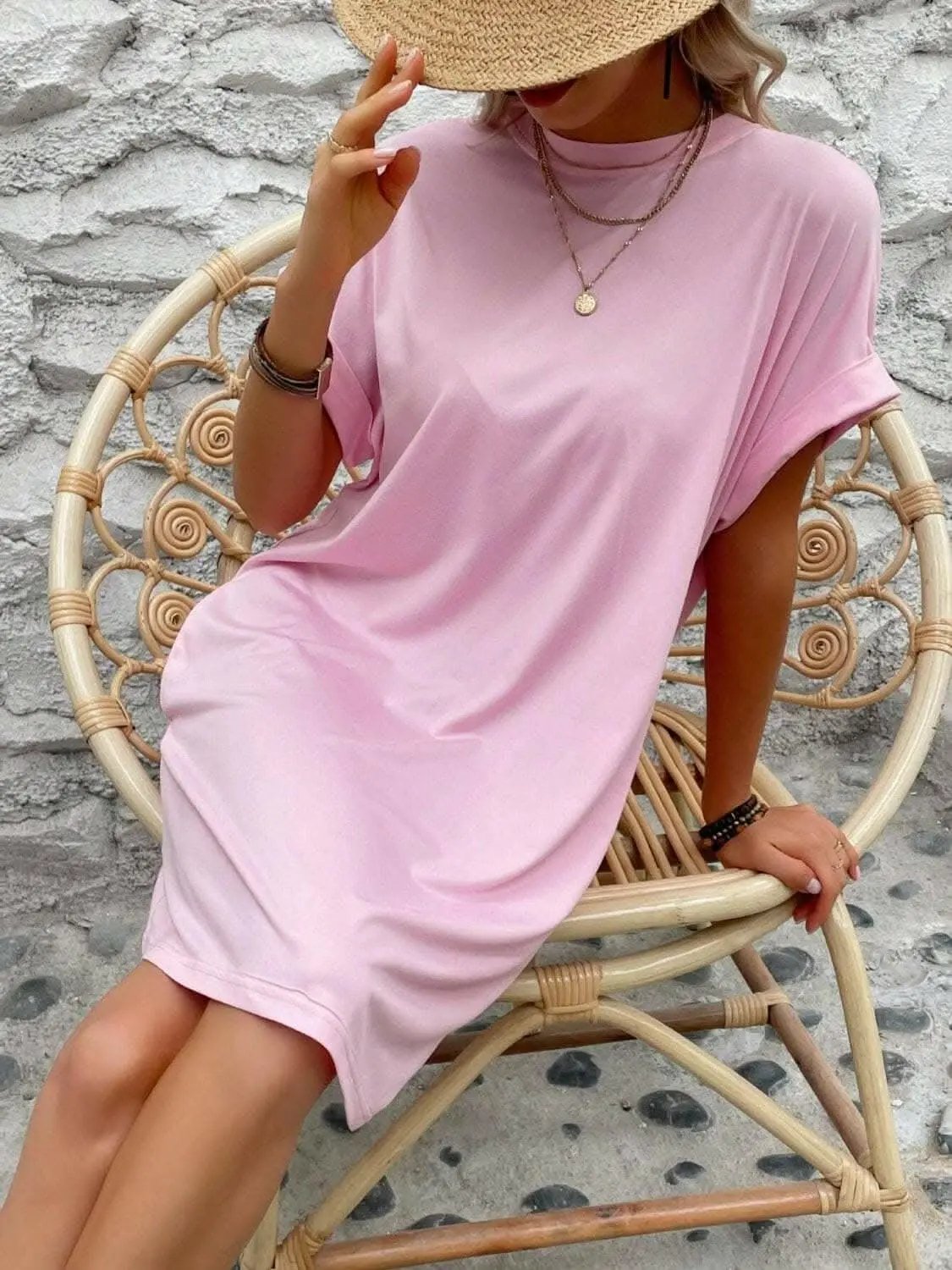 Women's Mini Dress Round Neck by Trendsi | Light Gray