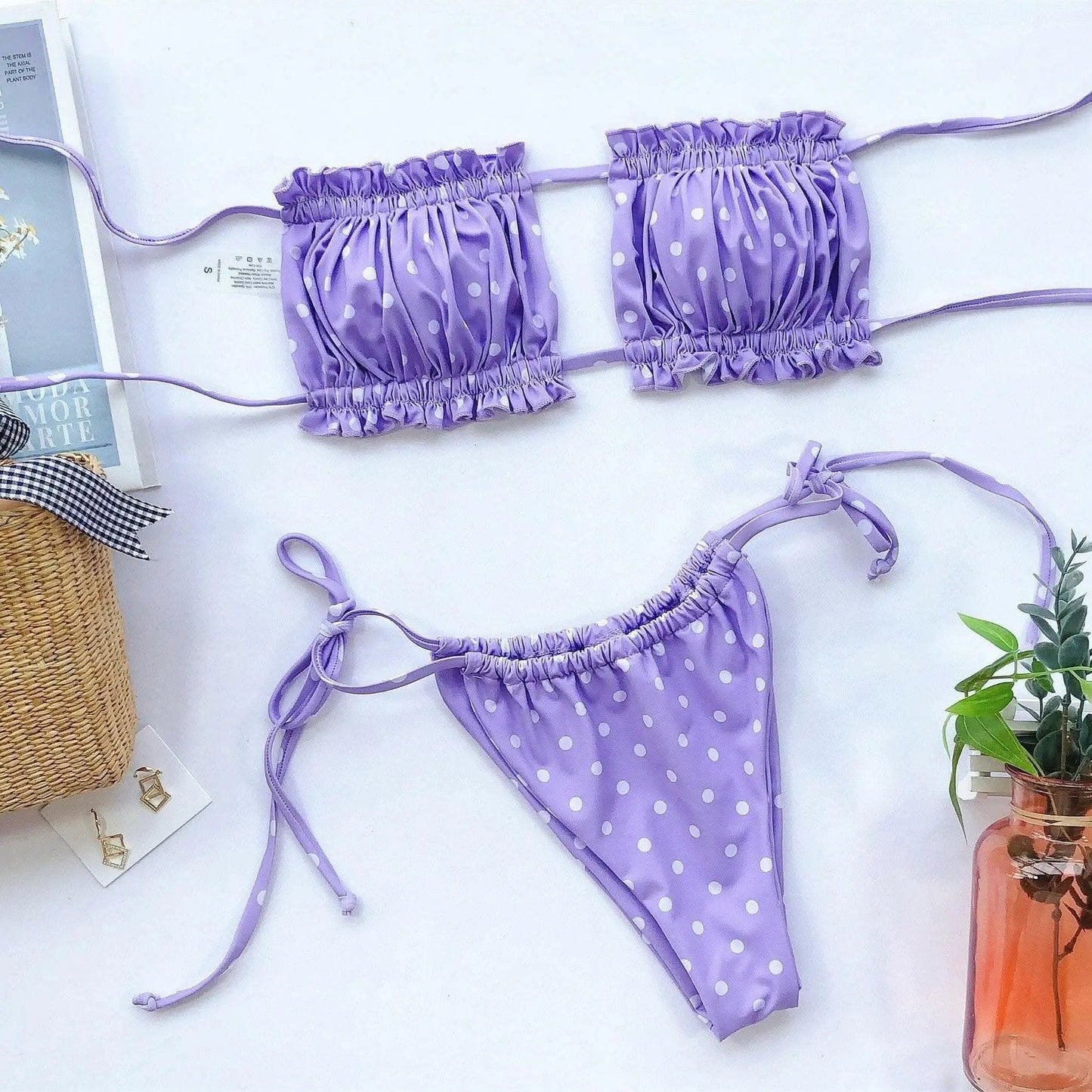 T-Shirts Trendsi swimwear - Chic ruched bikini set with frills