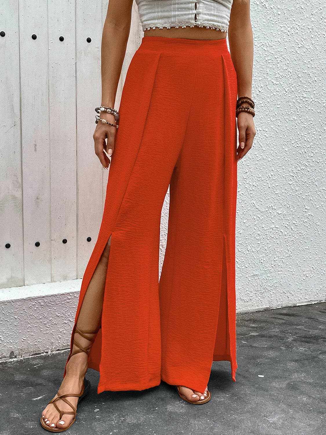 Trendsi Color - Trendsi Chic slit wide leg pants - Premium Quality
