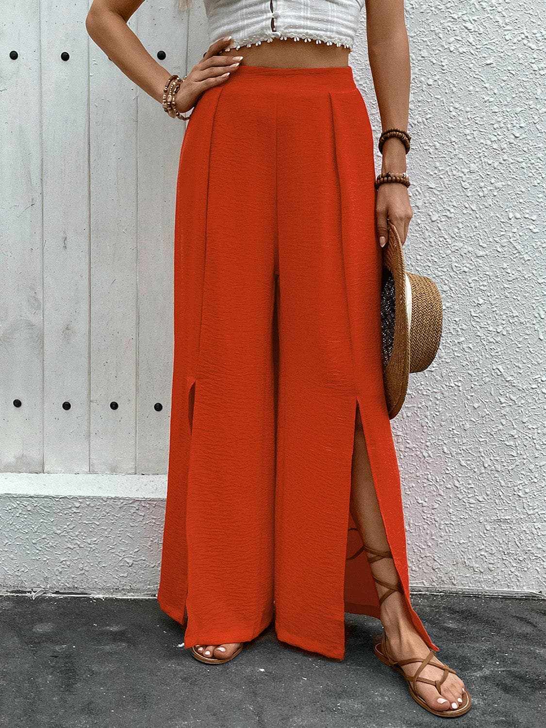 Trendsi Color - Trendsi Chic slit wide leg pants - Premium Quality