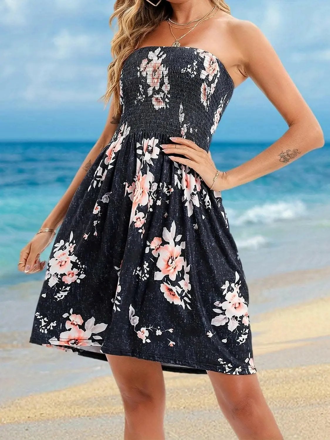 Dresses Trendsi just arrived - Chic smocked mini dress with sheer panels