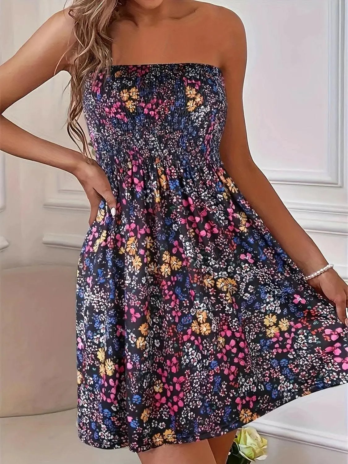 Dresses Trendsi just arrived - Chic smocked mini dress with sheer panels