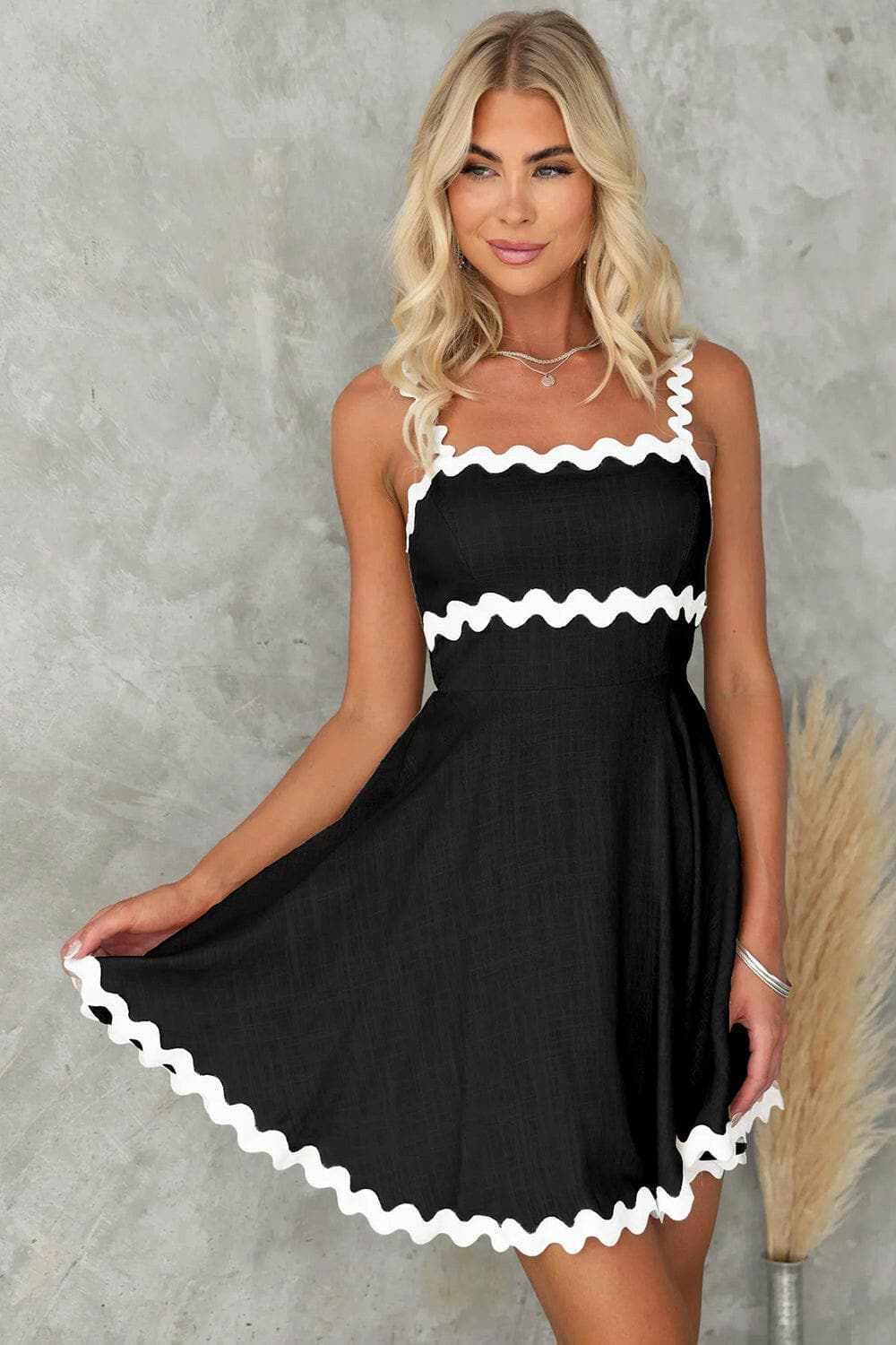 Dresses Trendsi Chic square neck mini dress with contrast trim