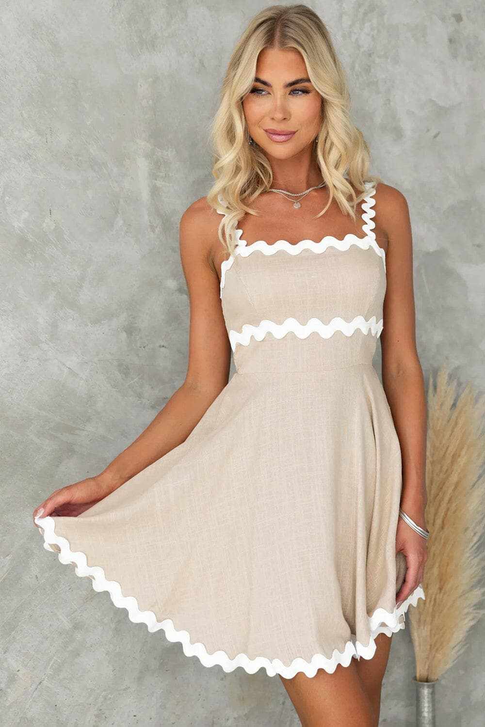 Dresses Trendsi Chic square neck mini dress with contrast trim