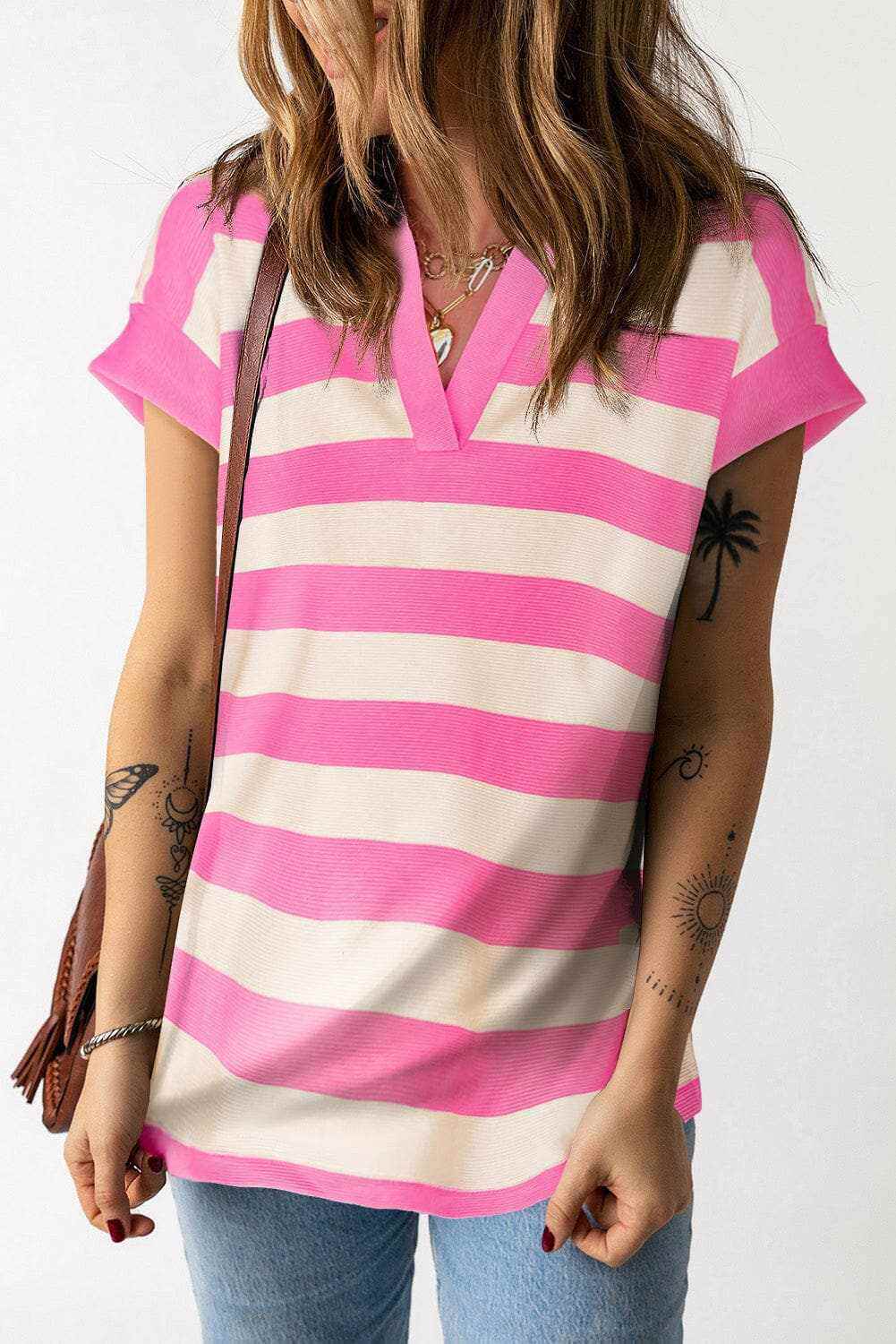 T-Shirts Trendsi just arrived - Chic striped cap sleeve blouse