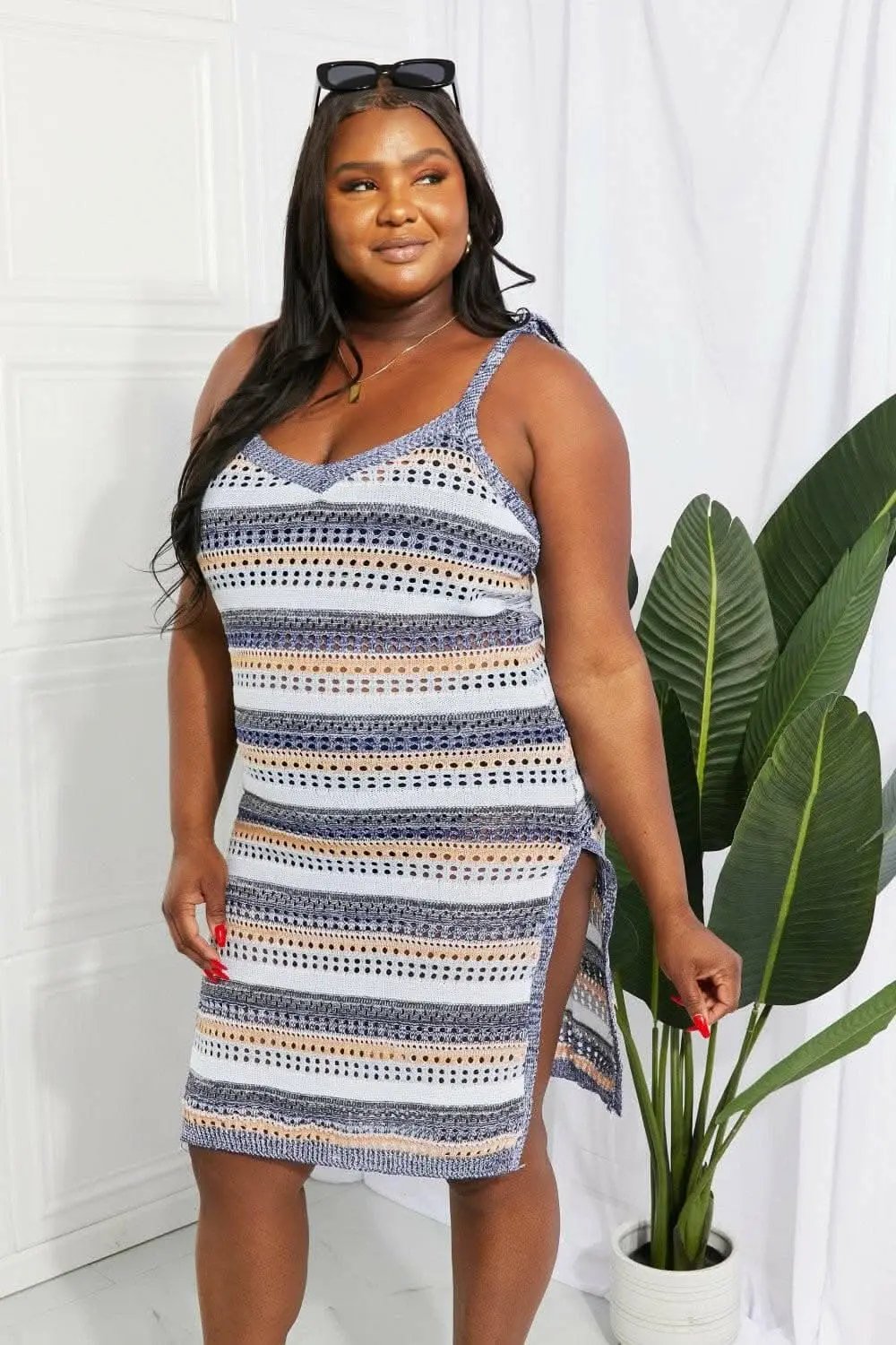 Dresses Trendsi swimwear - Chic striped tie-neck dress