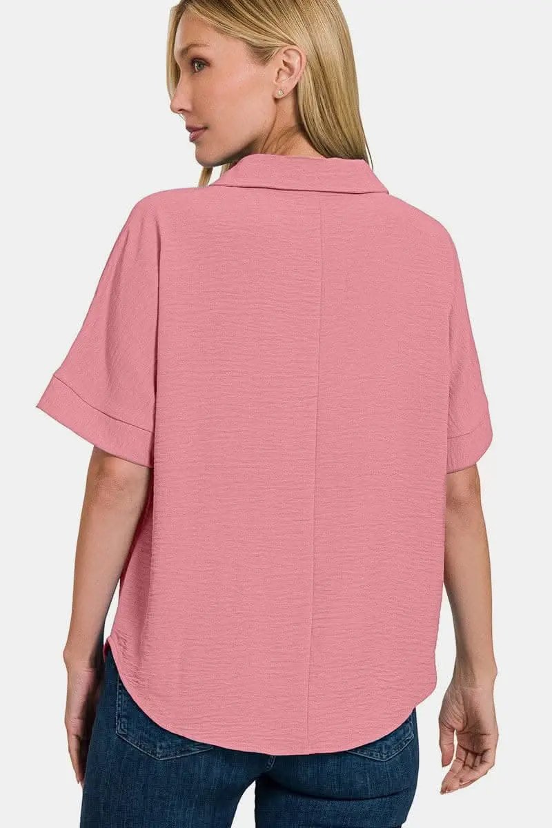 Pants Trendsi Zenana Textured Top Women's Casual Tee Soft, Short Sleeve