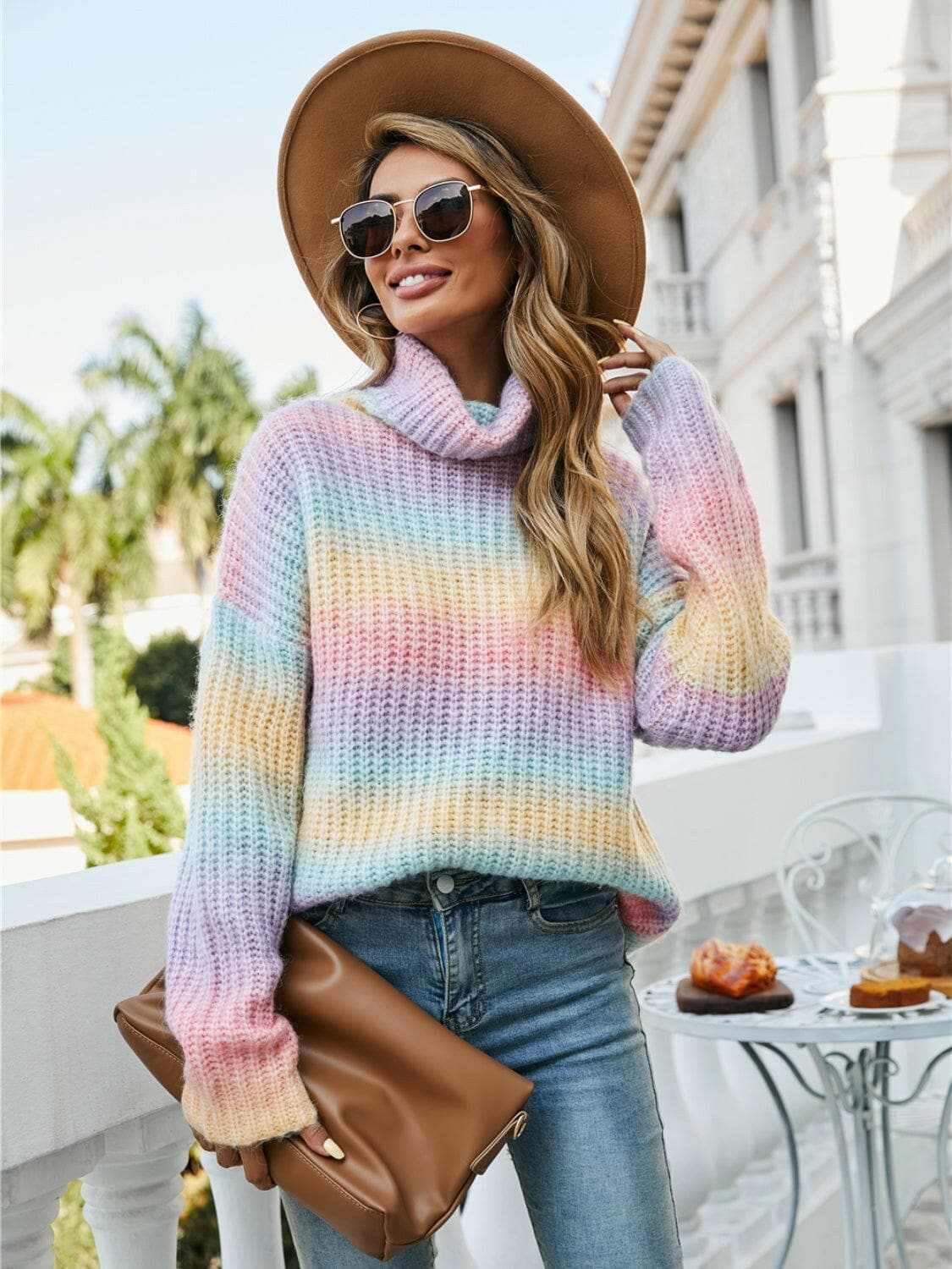 Women's Turtleneck Sweater by Trendsi | Dropped Shoulder Knit