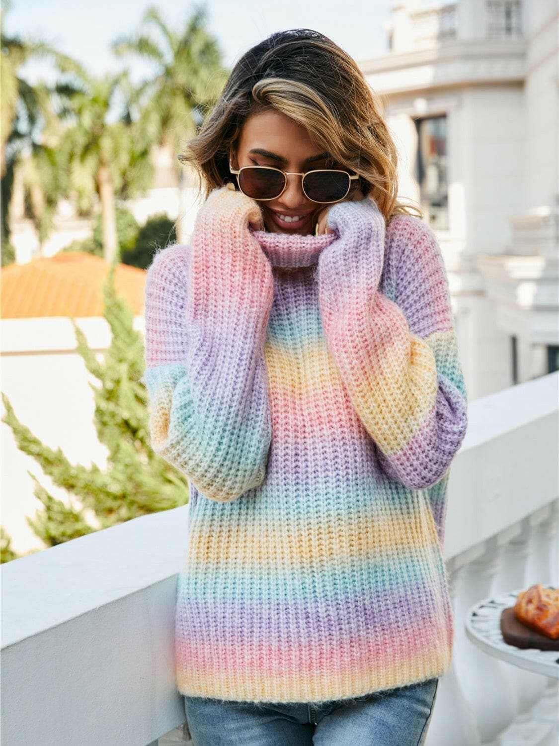 Women's Turtleneck Sweater by Trendsi | Dropped Shoulder Knit