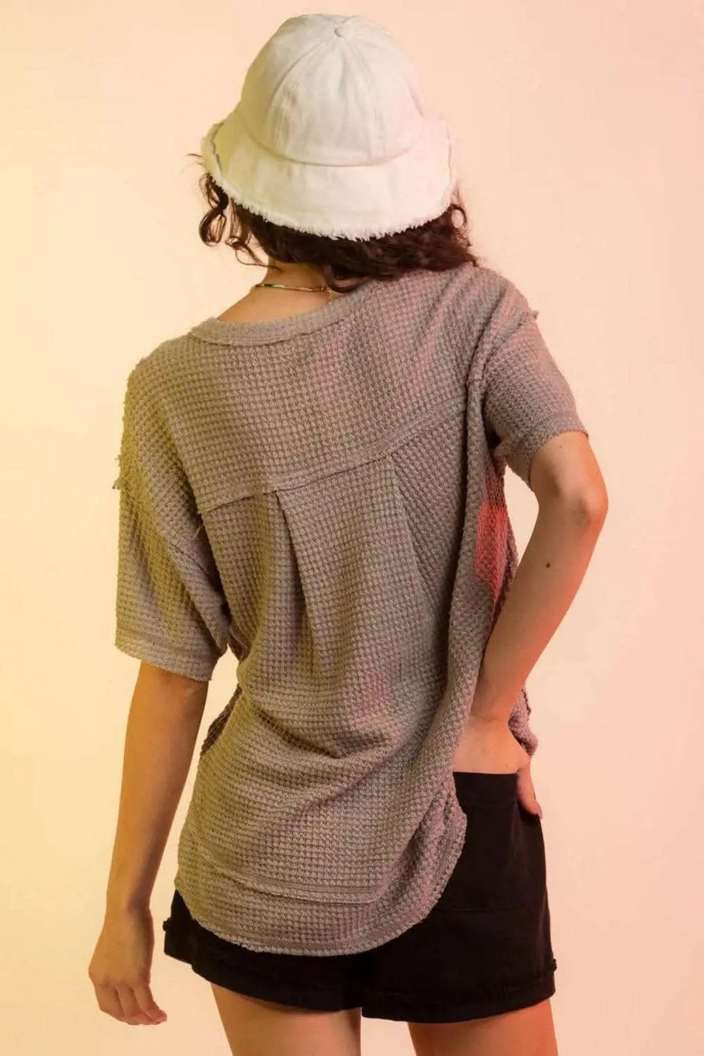 T-Shirts Trendsi just arrived - Chic waffle-knit half sleeve tee
