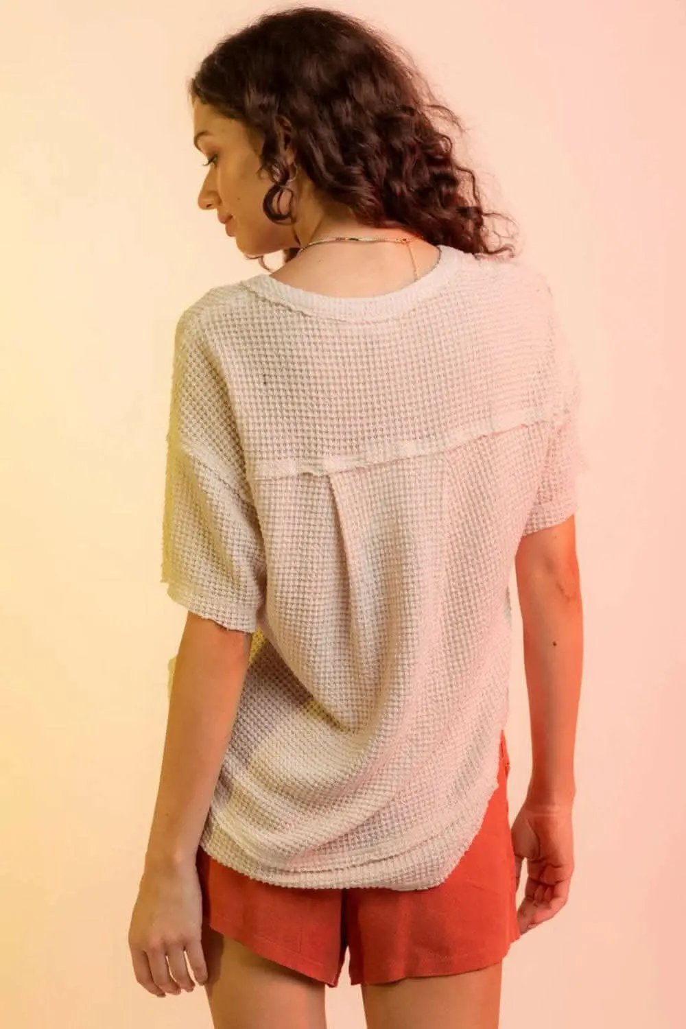 T-Shirts Trendsi just arrived - Chic waffle-knit half sleeve tee