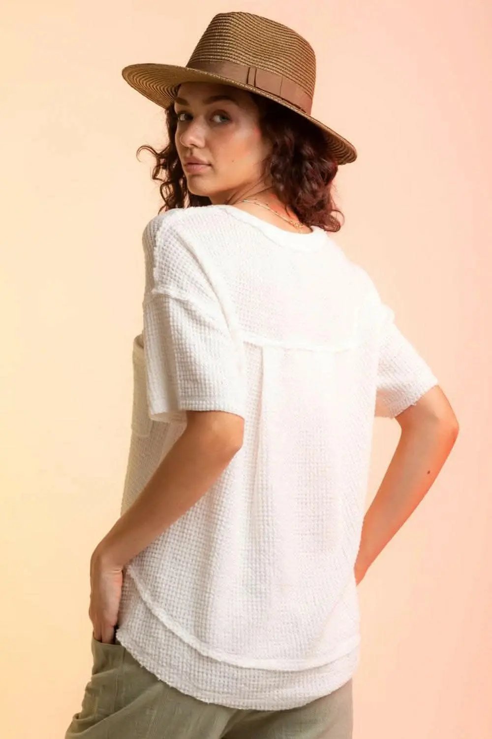 T-Shirts Trendsi just arrived - Chic waffle-knit half sleeve tee