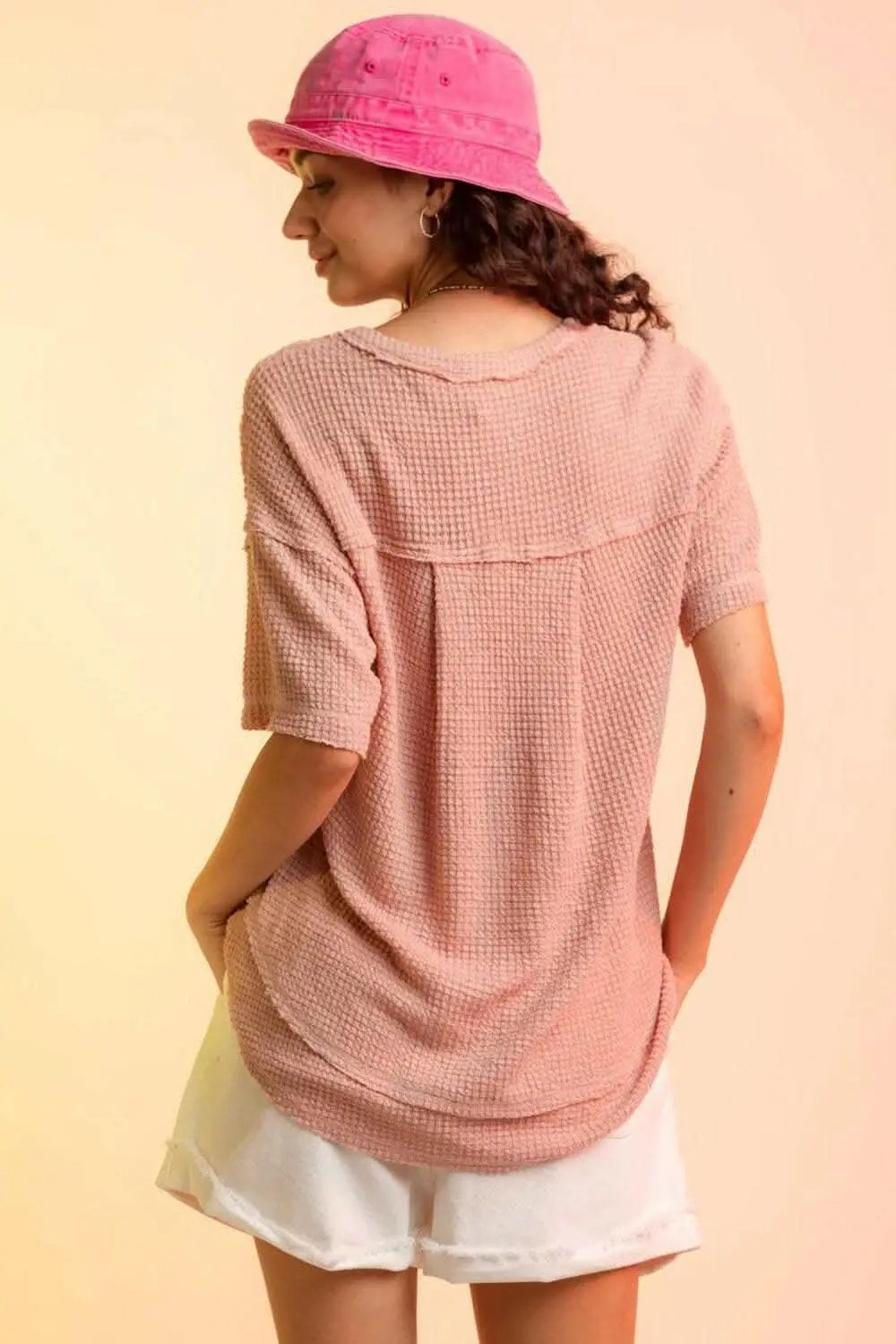 T-Shirts Trendsi just arrived - Chic waffle-knit half sleeve tee