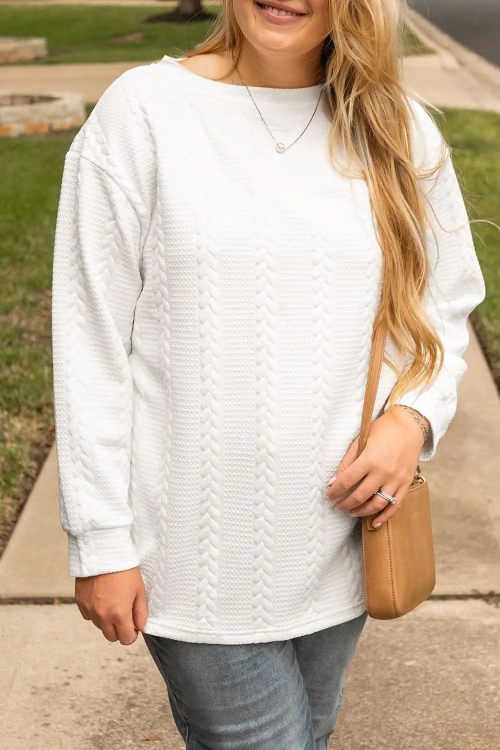 Women's Sweater Women's Cable Knit Sweater - Soft Textured - Daily Wear Top