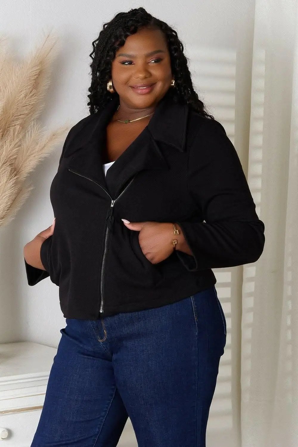 T-Shirts Trendsi TIKTOK - Chic zip-up jacket with pockets