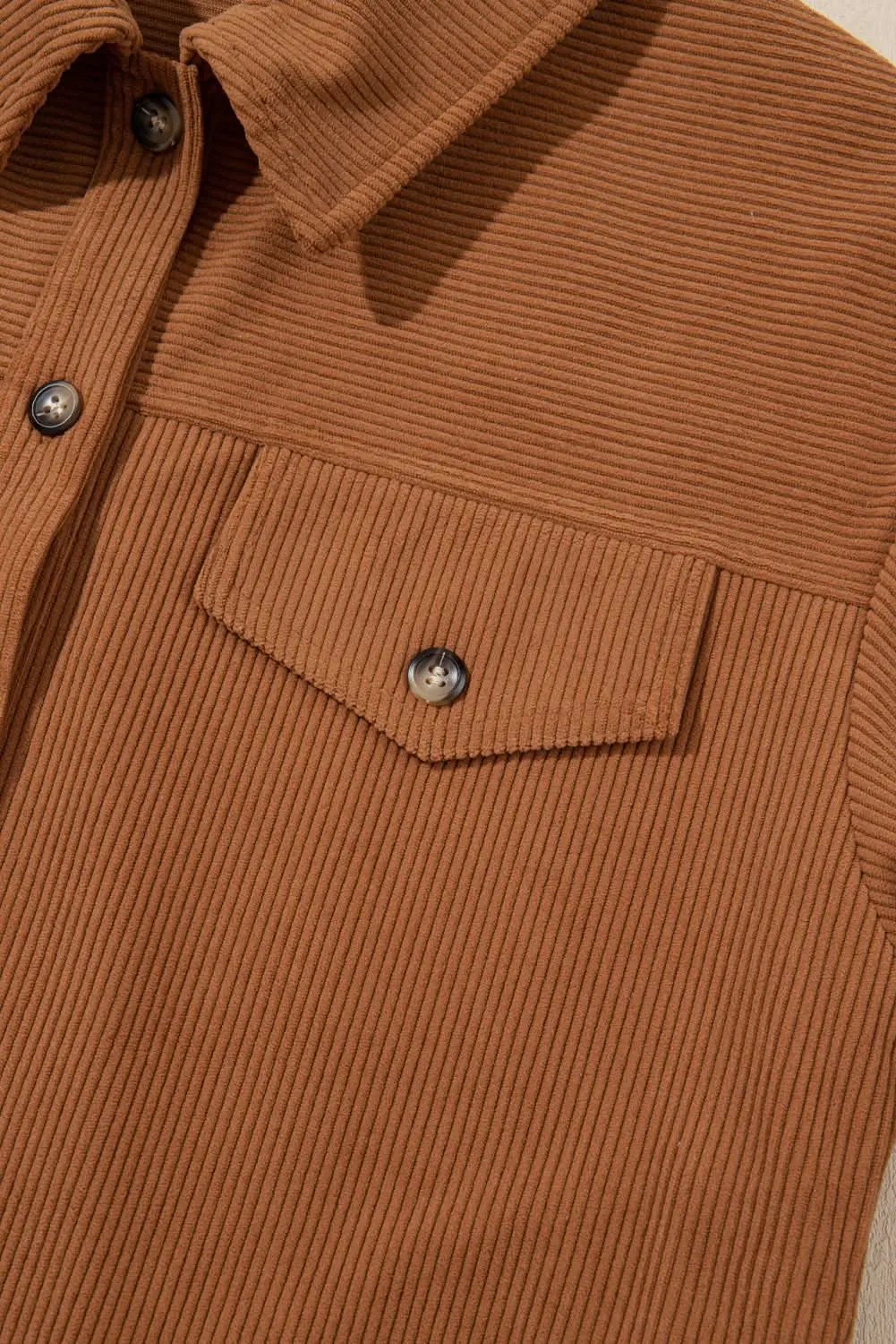 Shirts Love Salve Cinnamon Corduroy Women's Everyday Shacket: Flap Pocket, Button Up