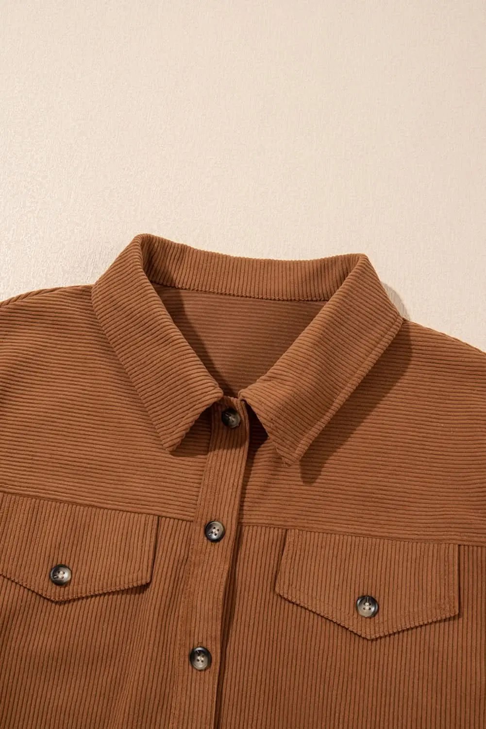 Shirts Love Salve Cinnamon Corduroy Women's Everyday Shacket: Flap Pocket, Button Up
