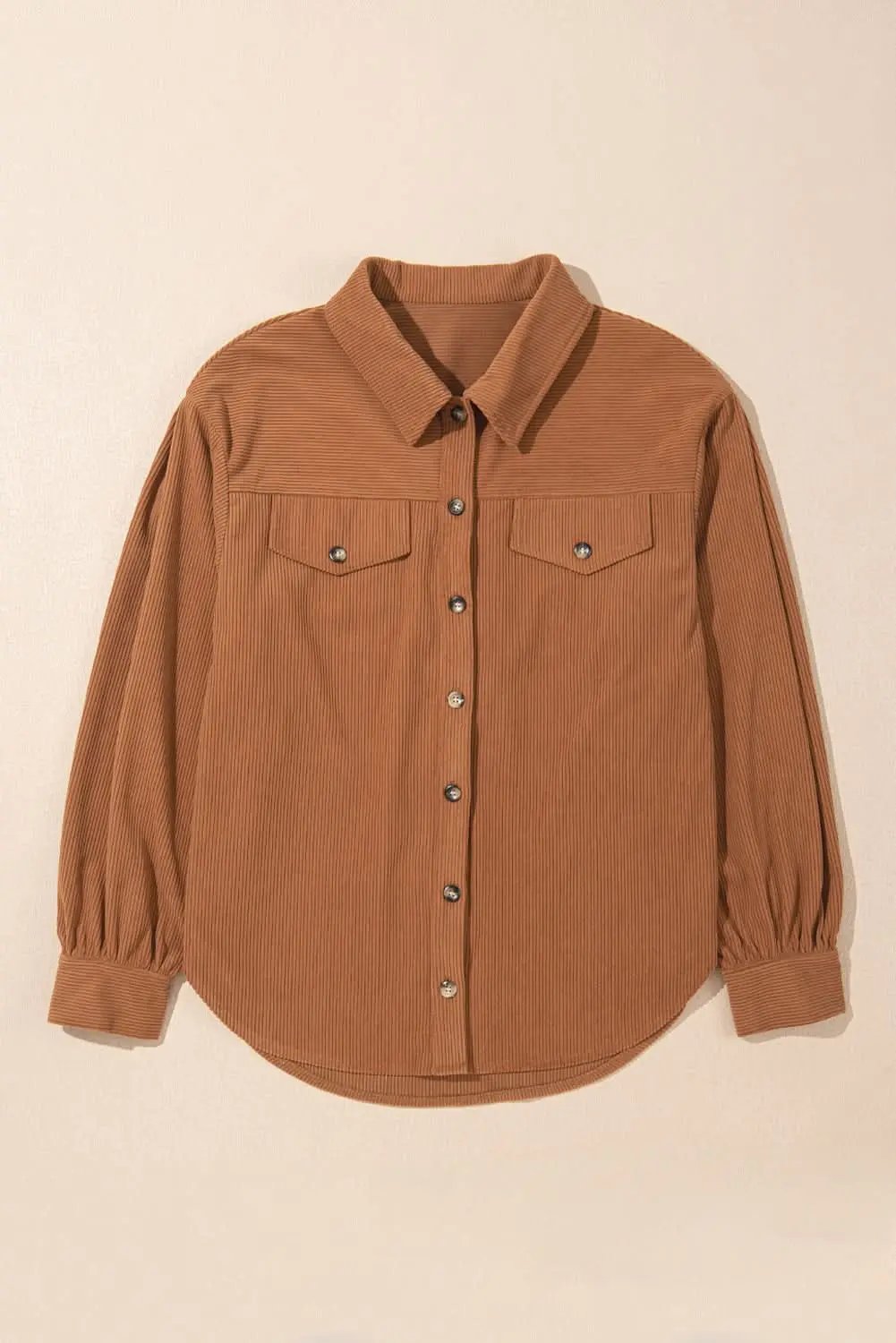 Shirts Love Salve Cinnamon Corduroy Women's Everyday Shacket: Flap Pocket, Button Up