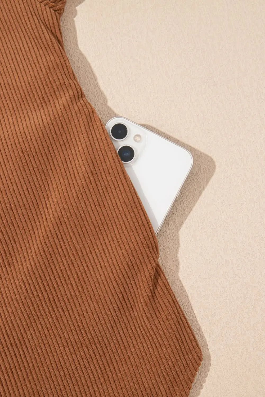 Shirts Love Salve Cinnamon Corduroy Women's Everyday Shacket: Flap Pocket, Button Up