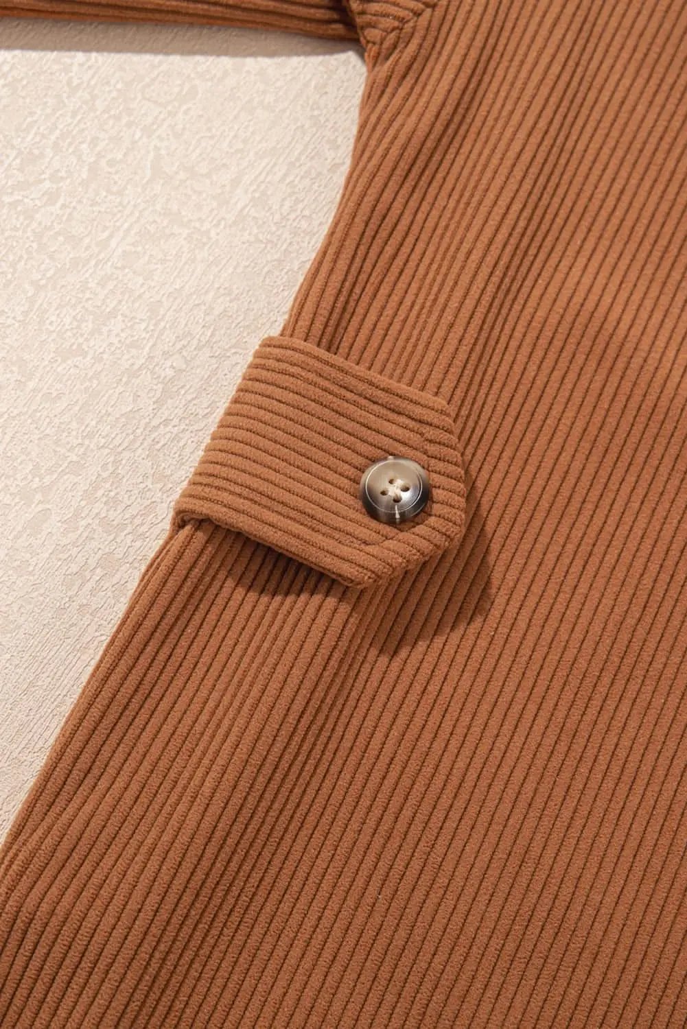 Shirts Love Salve Cinnamon Corduroy Women's Everyday Shacket: Flap Pocket, Button Up