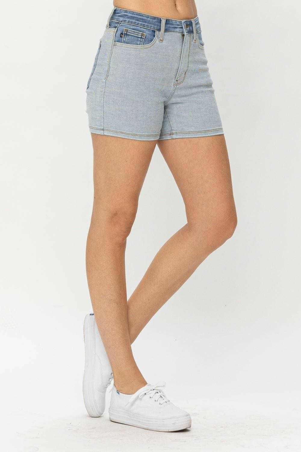 Trendsi Colorful Denim Shorts - Mid-Rise Cotton Blend Women's
