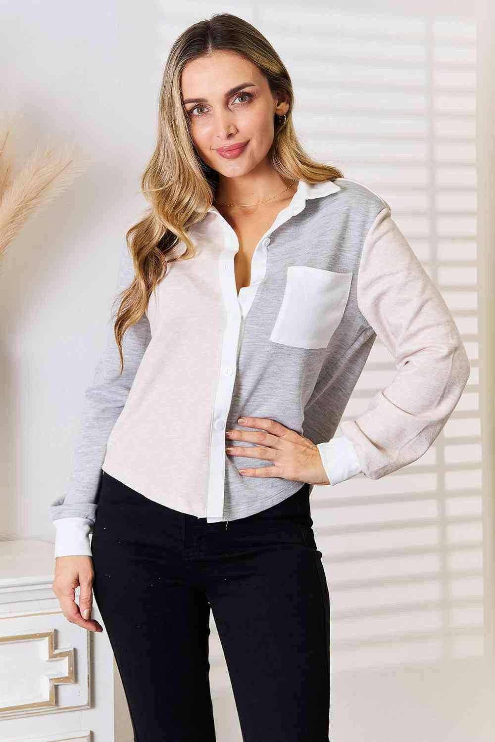 Trendsi Soft Cotton Knit Top Light Gray