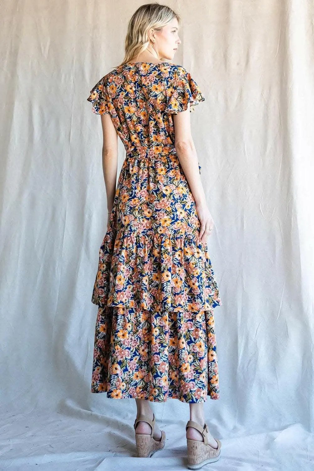 Dresses Trendsi swimwear - Cotton Bleu by Nu Label Floral Ruffled Midi Dress