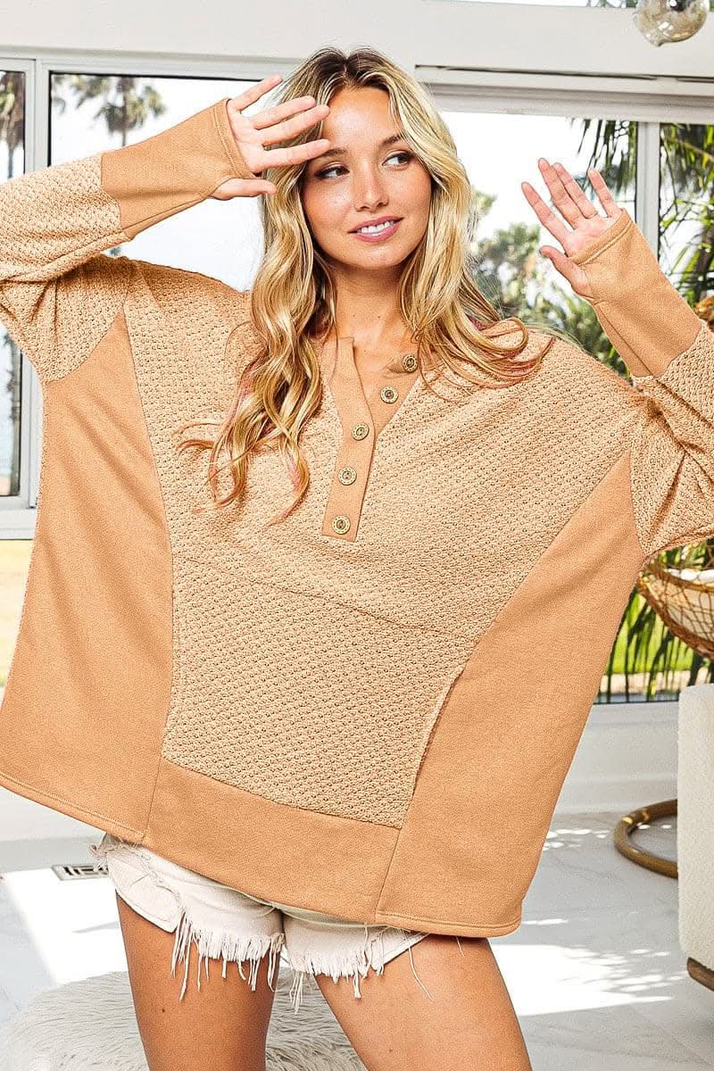 T-Shirts Trendsi Cozy Chic Top Women's Casual Long Sleeve with Thumbholes & Pocket T-Shirt