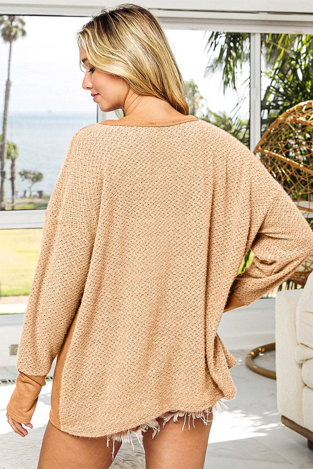 T-Shirts Trendsi Cozy Chic Top Women's Casual Long Sleeve with Thumbholes & Pocket T-Shirt