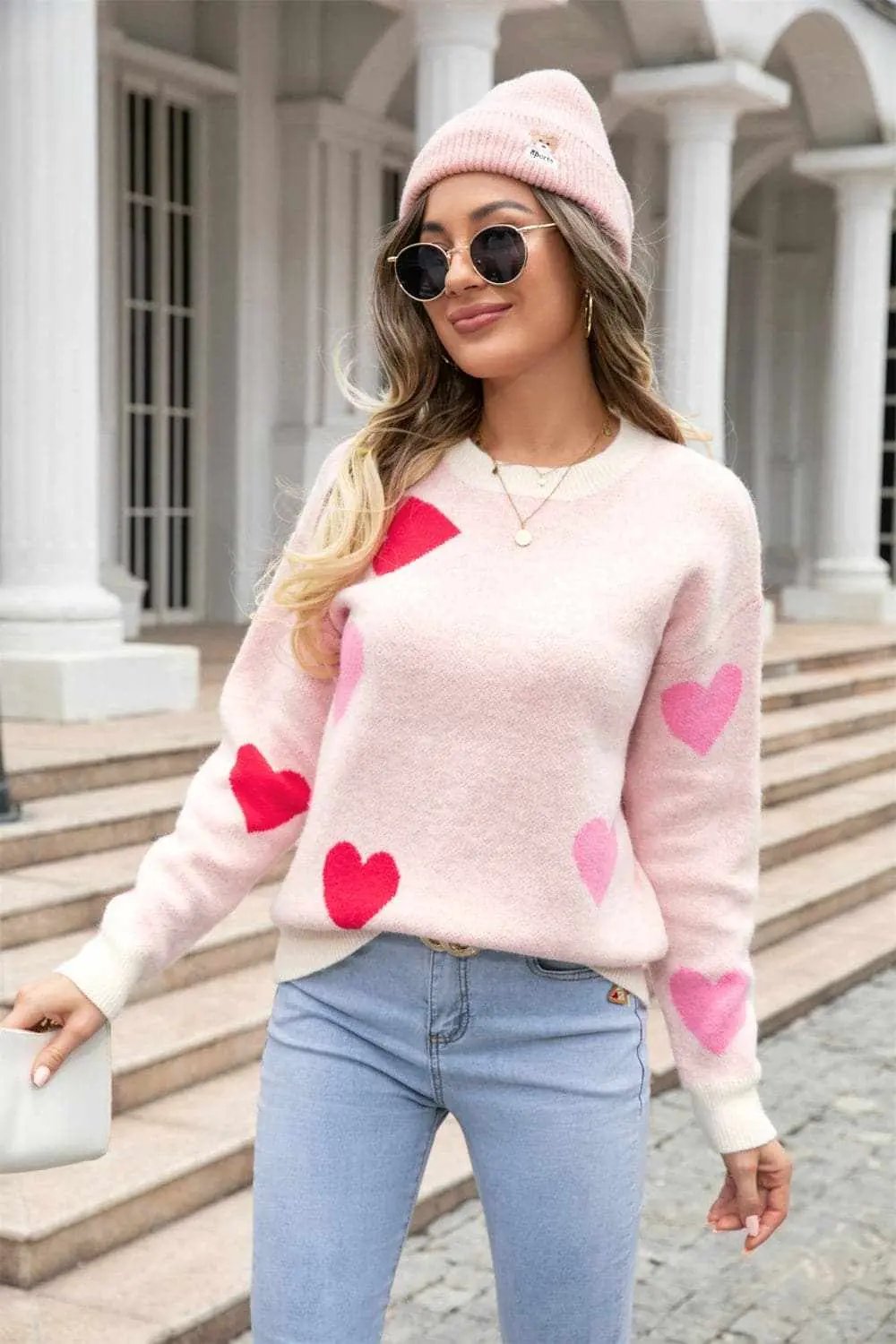 Trendsi Blush Pink Dropped Shoulder Sweater