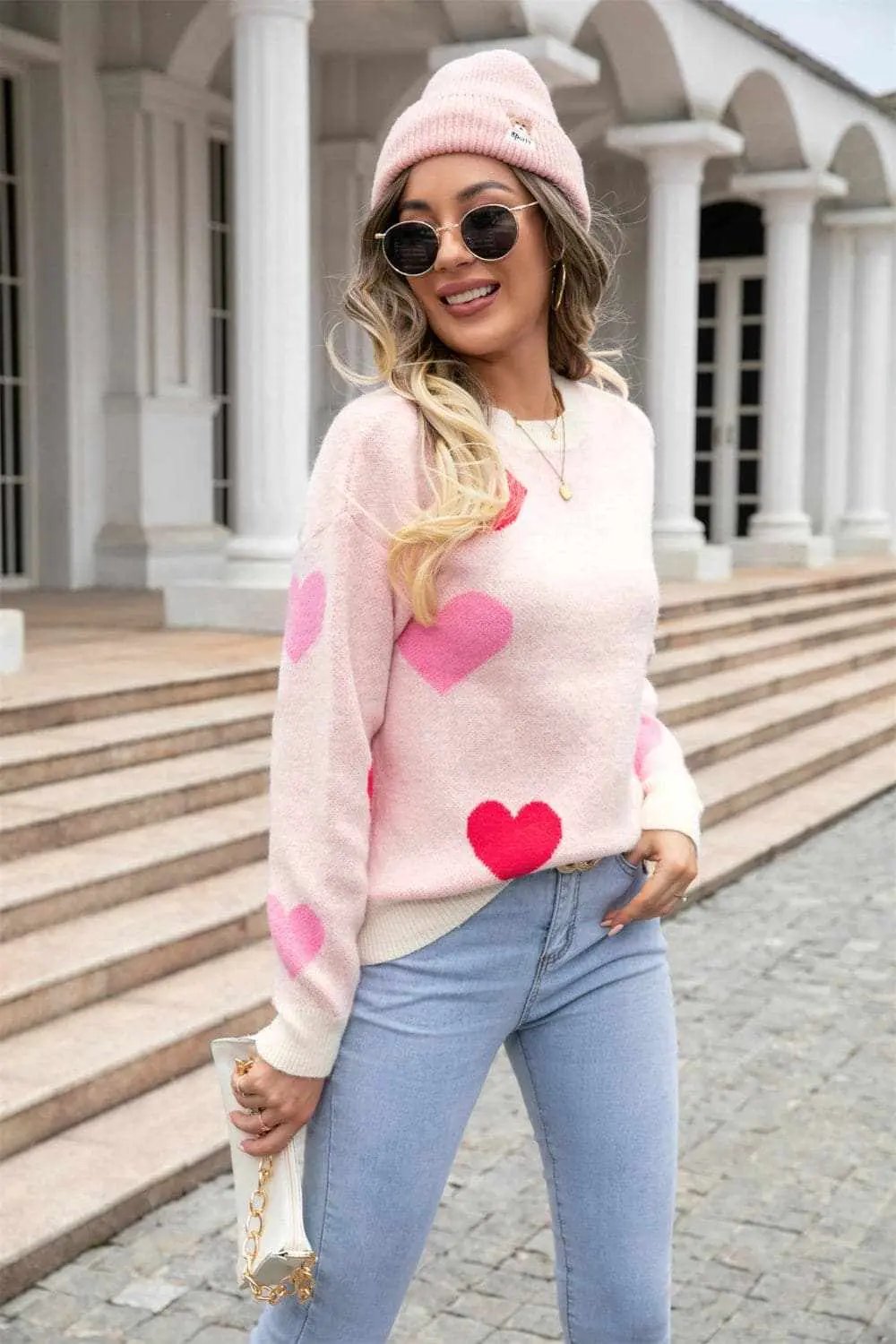 Trendsi Blush Pink Dropped Shoulder Sweater