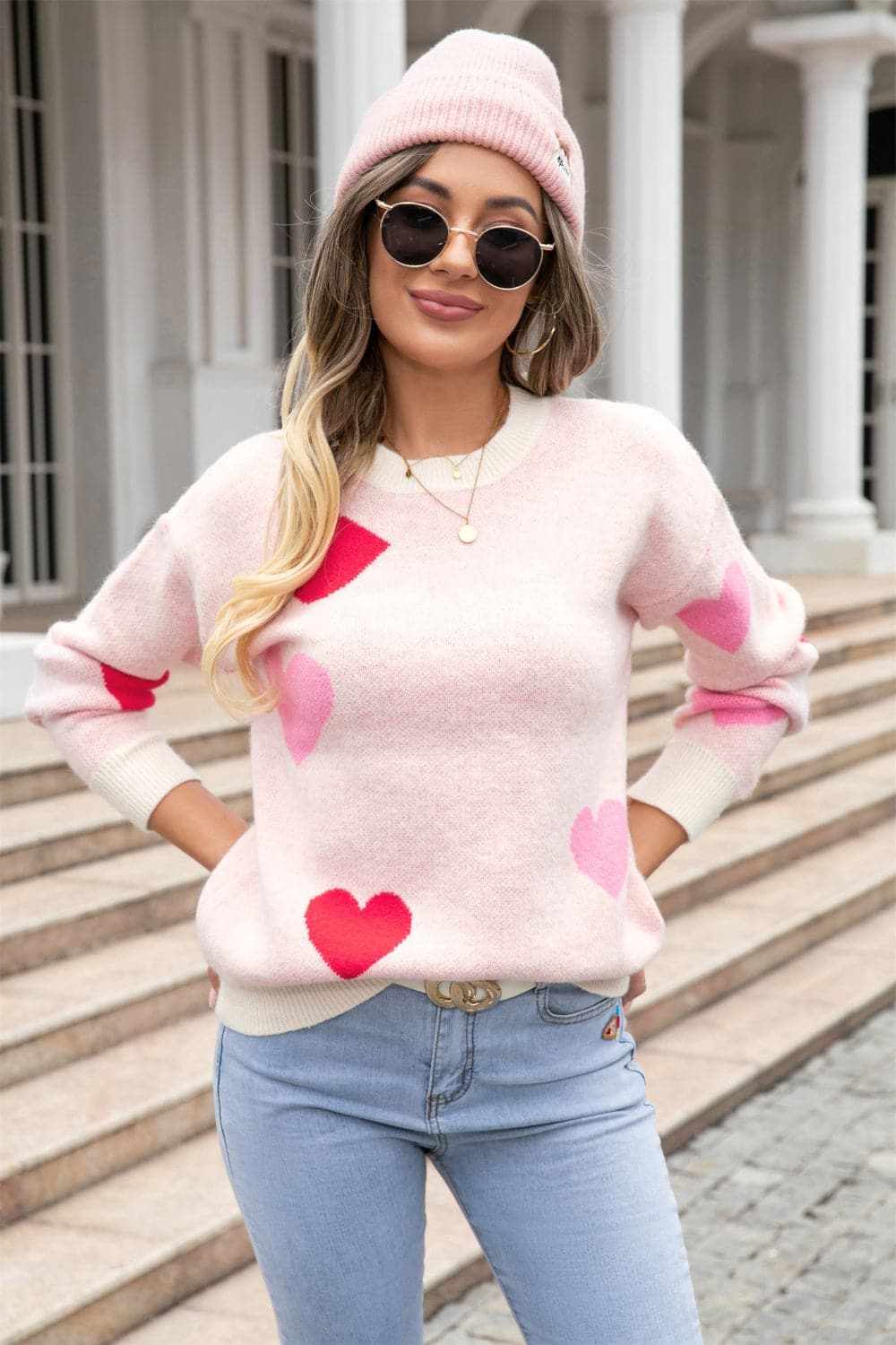 Trendsi Blush Pink Dropped Shoulder Sweater