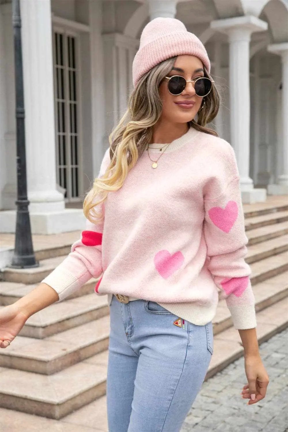 Trendsi Blush Pink Dropped Shoulder Sweater