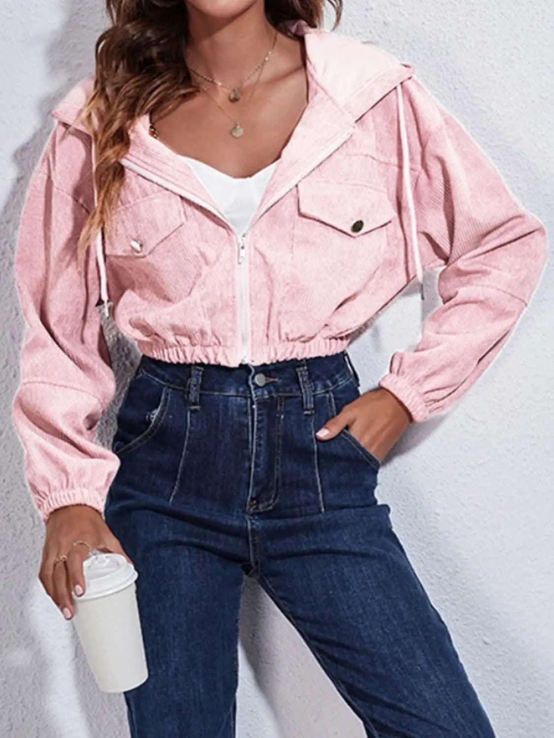 Women's Hooded Jacket Hooded Jacket - Cozy with Pockets - Everyday Casual Style
