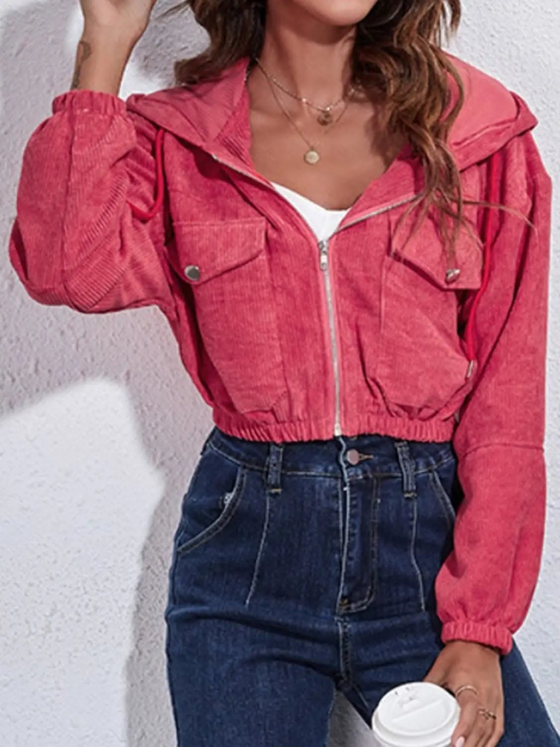 Women's Hooded Jacket Hooded Jacket - Cozy with Pockets - Everyday Casual Style