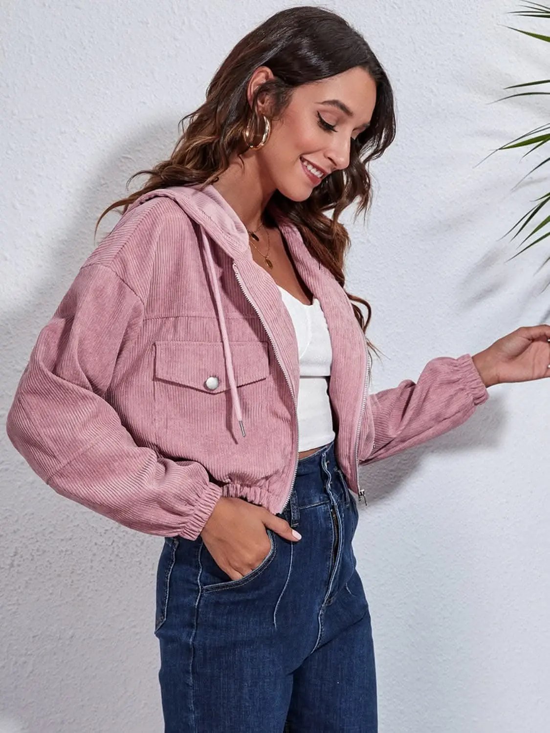 Women's Hooded Jacket Hooded Jacket - Cozy with Pockets - Everyday Casual Style