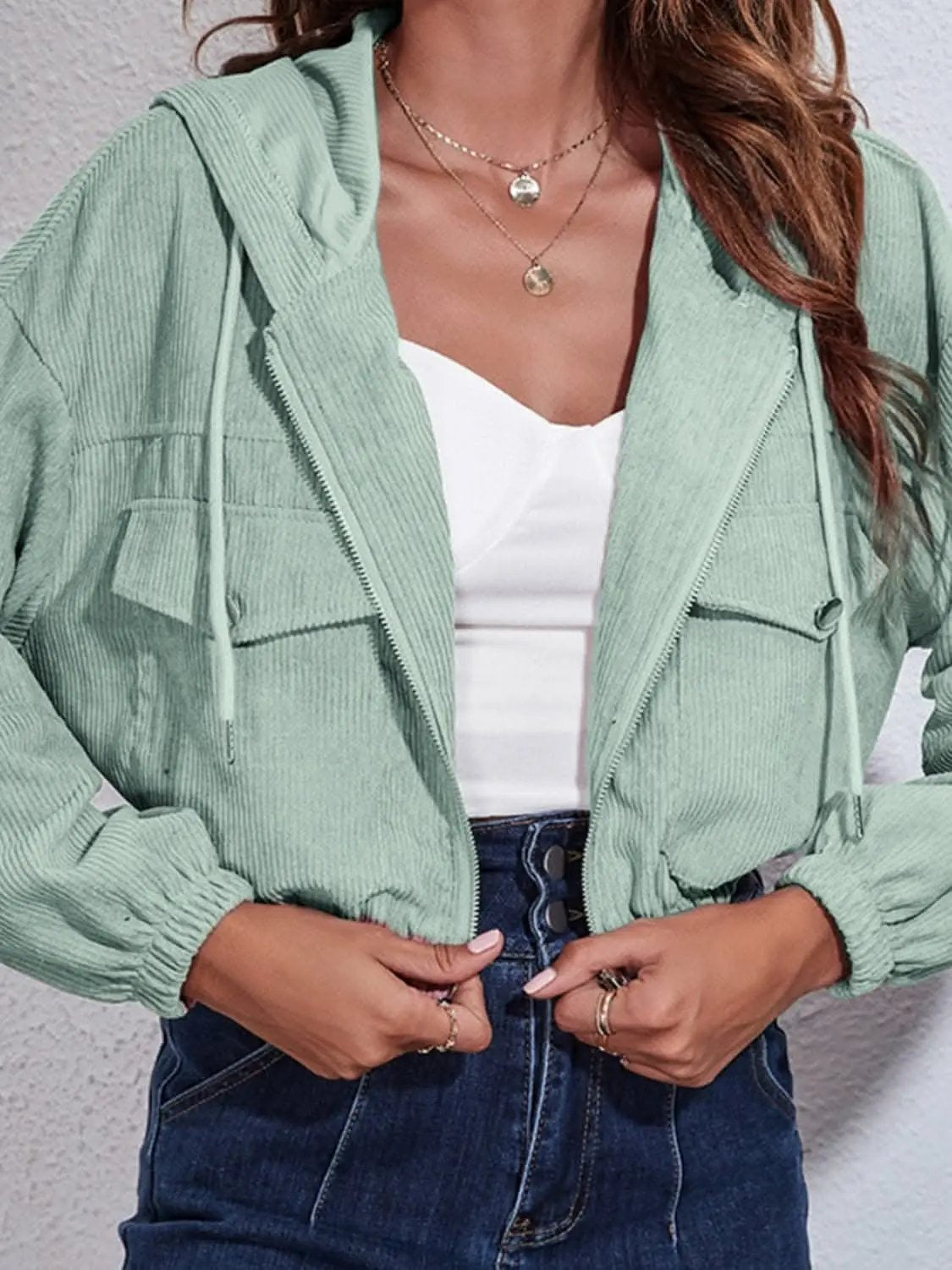 Women's Hooded Jacket Hooded Jacket - Cozy with Pockets - Everyday Casual Style