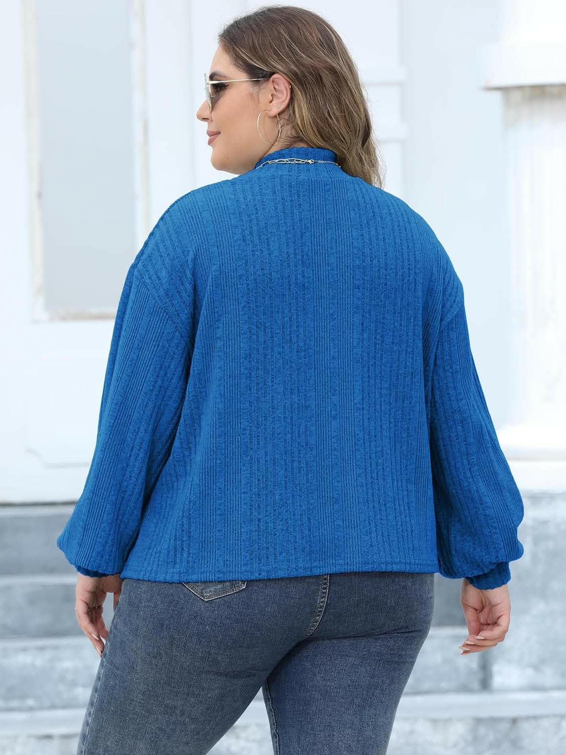 Sweaters Trendsi Plus Size Ribbed Top Women's Cozy Mock Neck Casual Tee