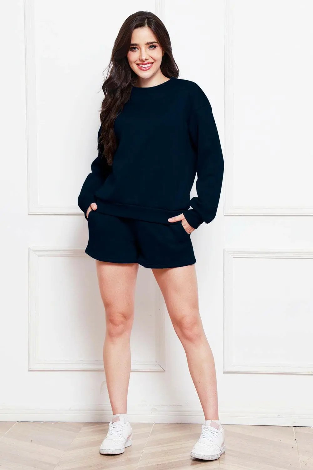 T-Shirts Trendsi Cozy sweatshirt and shorts set