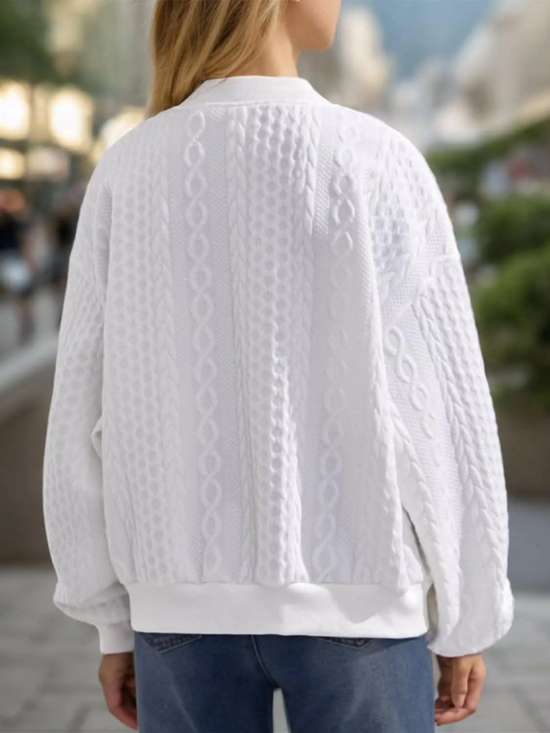 Trendsi Cozy Textured Zip-Up Jacket | Soft Comfort